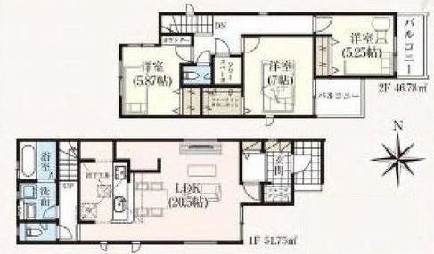 茨木市鮎川4丁目　新築一戸建 13号棟 間取り図