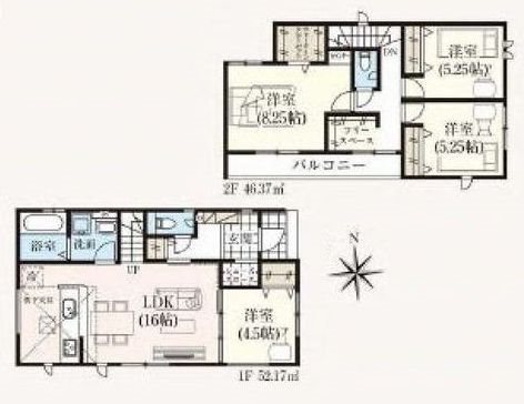 茨木市鮎川4丁目　新築一戸建 2号棟 間取り図