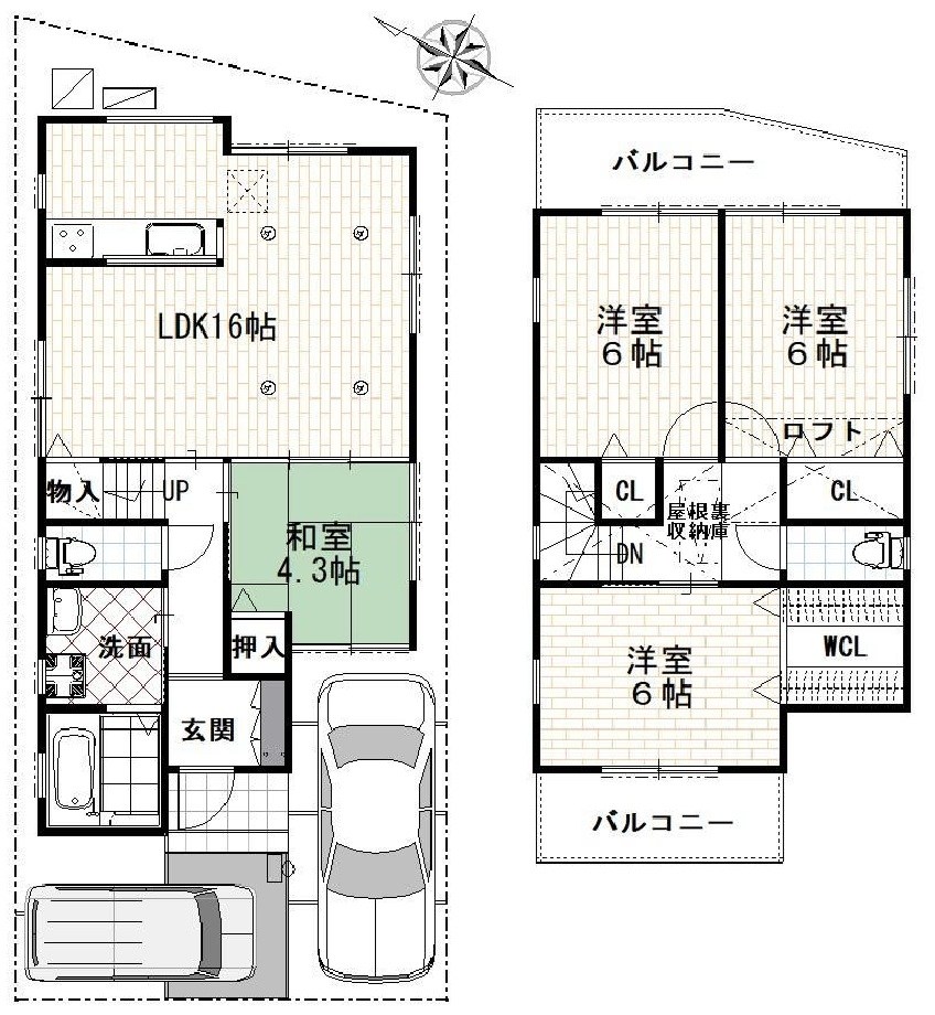 高槻市北大樋町 中古一戸建 間取り図