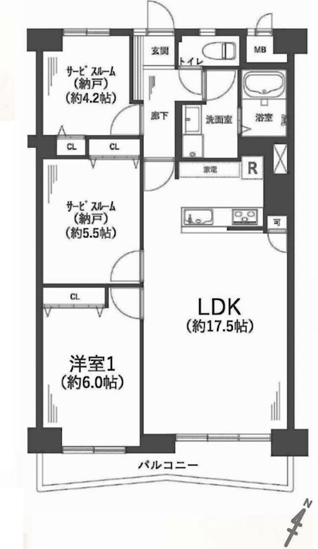 千里山田BC団地A5棟   間取り図