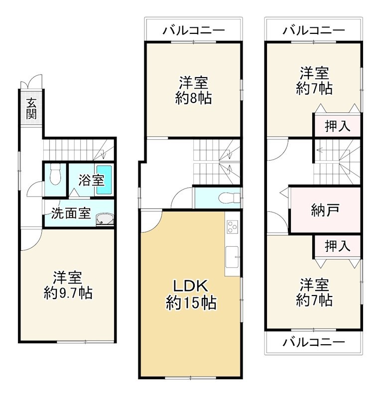 藤阪東町2丁目一戸建（再生住宅） 間取り図
