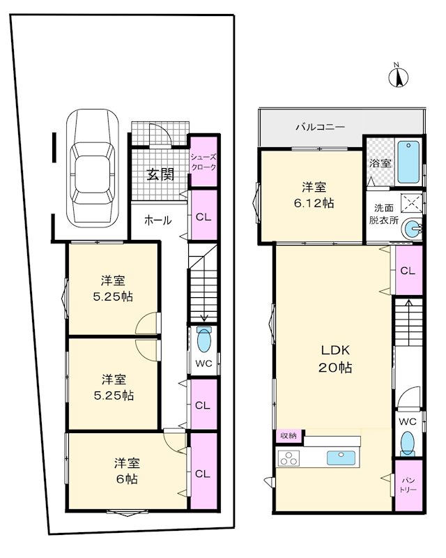 岡山手町全10区画新規分譲地内6号地 間取り図