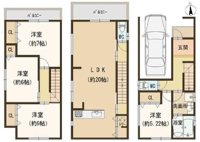 岡山手町全10区画新規分譲地内7号地 間取り図