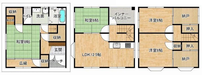 摂津市鳥飼野々３丁目　中古一戸建 間取り図