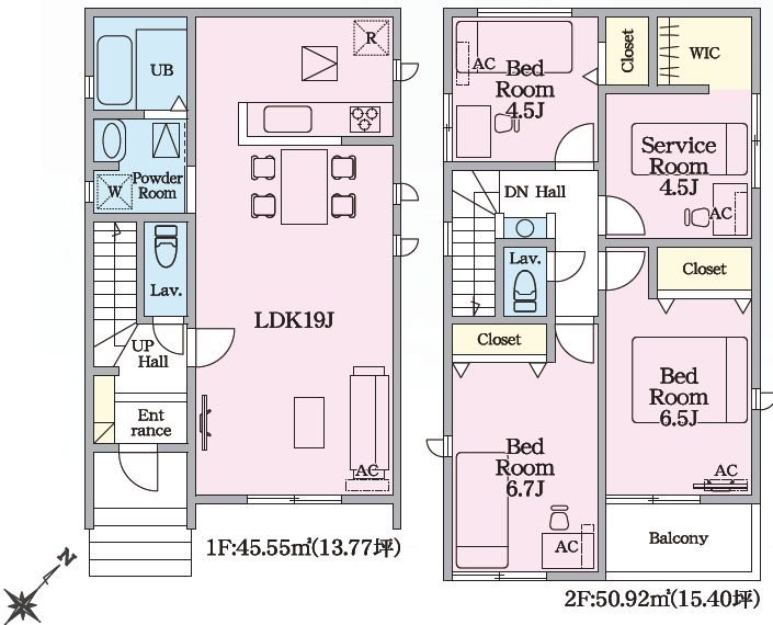 渚東町LIGNAGE2棟新築分譲住宅2号棟 間取り図