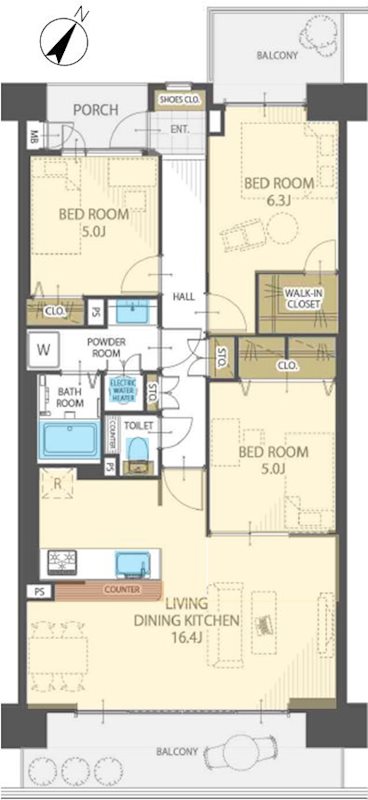 リバティパーク枚方B棟 間取り図