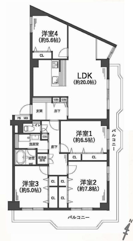 千里山田グリーンハイツ2号棟  間取り図