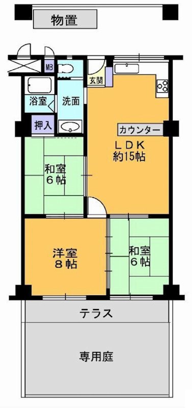 メガロコープ茨木Ⅱ 107号室 間取り図