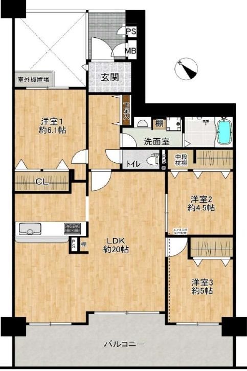 オークヒルズ香里 六番館 間取り図