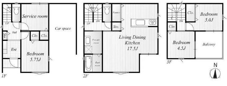 高槻市安満西の町　新築一戸建 間取り図