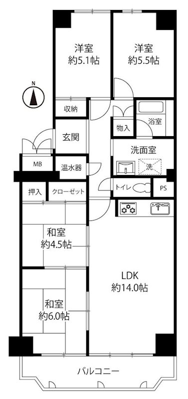 メロディハイム茨木A棟 間取り図
