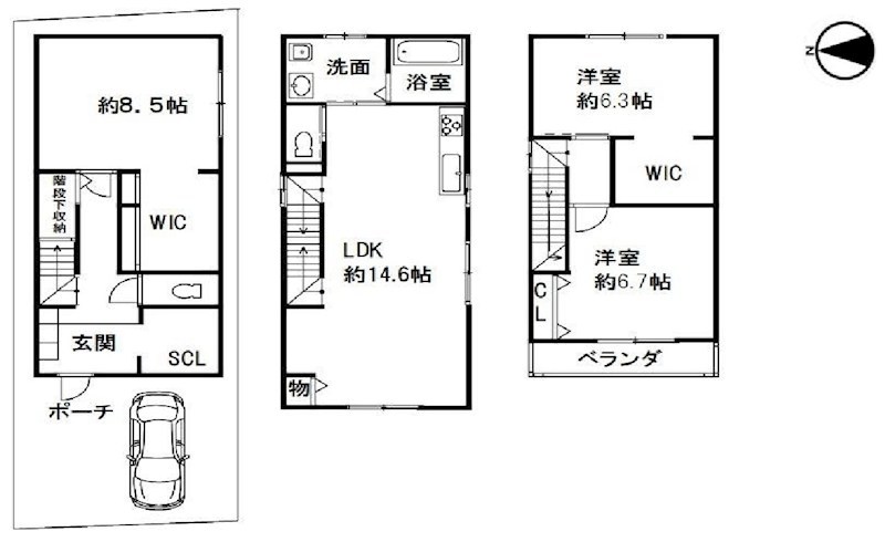 高槻市明野町 新築一戸建 間取り図