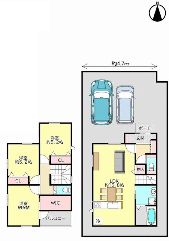 摂津市一津屋2丁目　A号地　新築一戸建 間取り図