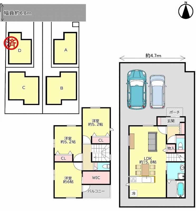 摂津市一津屋2丁目　A号地　新築一戸建 間取り図