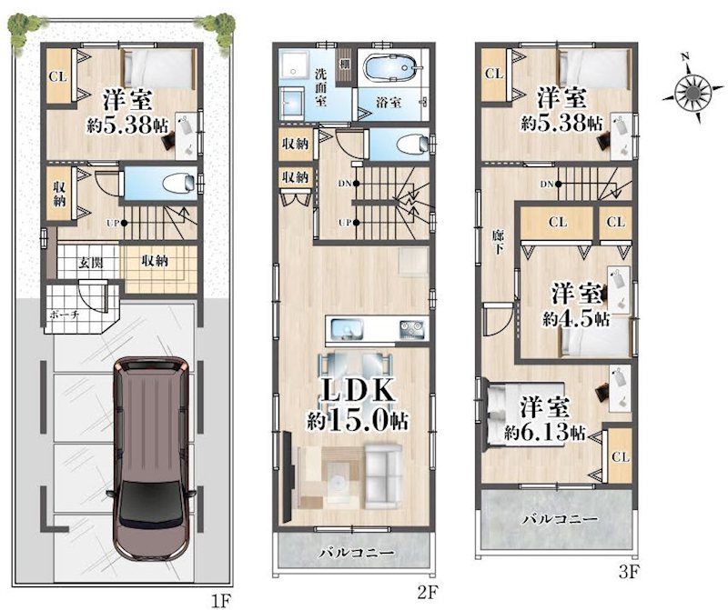 高槻津之江北町　新築一戸建 間取り図
