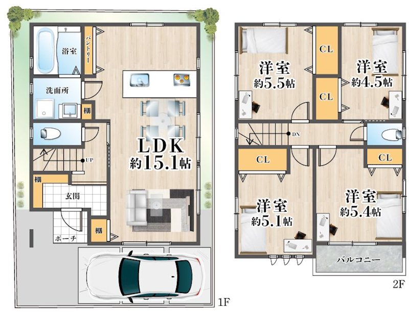 高槻市川添一丁目　新築一戸建 間取り図