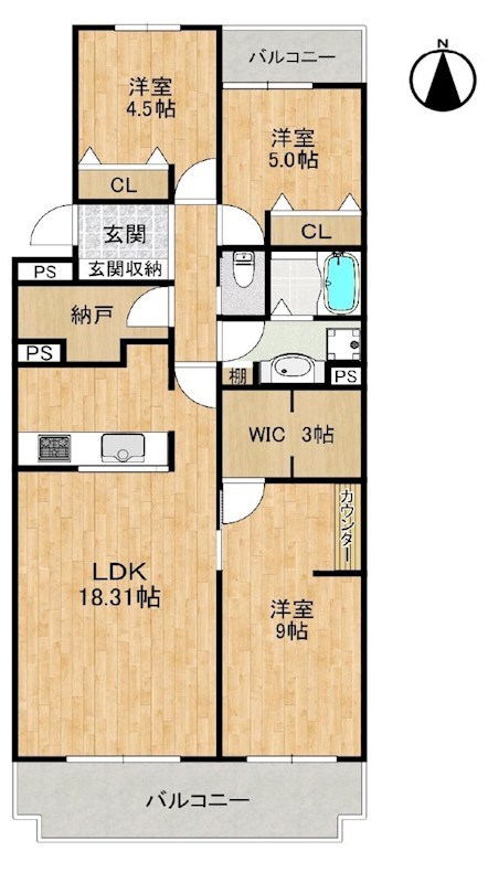 サンヴェール高槻4号棟 間取り図