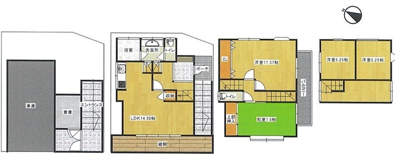 吹田市樫切山　中古一戸建  間取り図