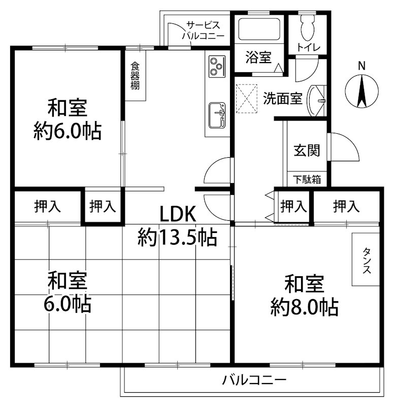 茨木郡山D住宅A18棟  間取り図