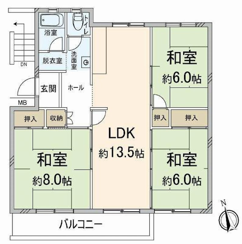 茨木郡山B住宅A17棟 間取り図