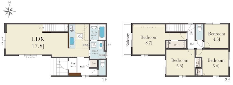 高槻市東五百住町2丁目1号棟　新築一戸建 間取り図