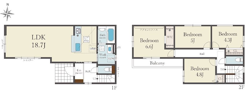 高槻市東五百住町2丁目2号棟　新築一戸建 間取り図