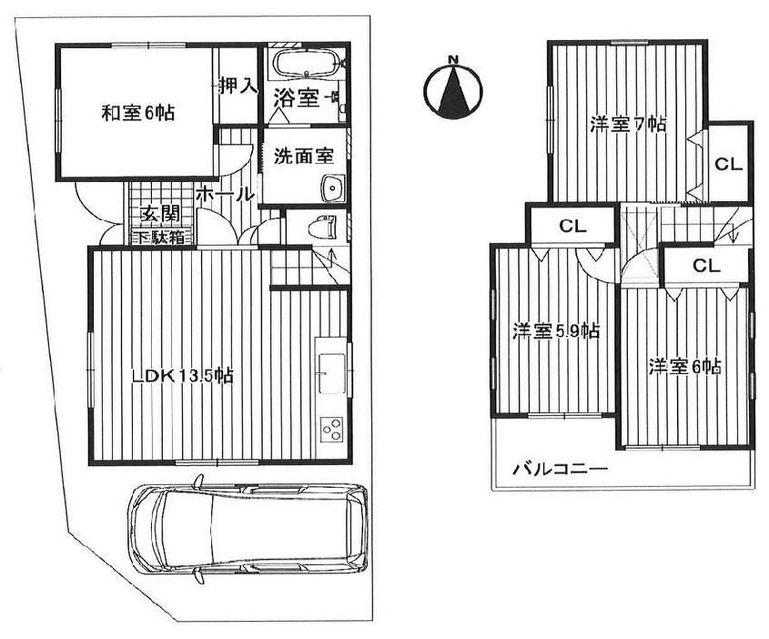 高槻市西冠1丁目　中古一戸建 間取り図