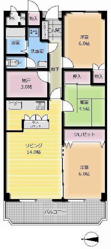ローレルハイツ茨木壱号棟 間取り図