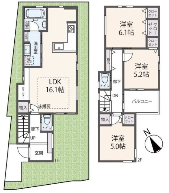 津田元町2丁目全3区画新築分譲地 Ｃ号地 間取り図
