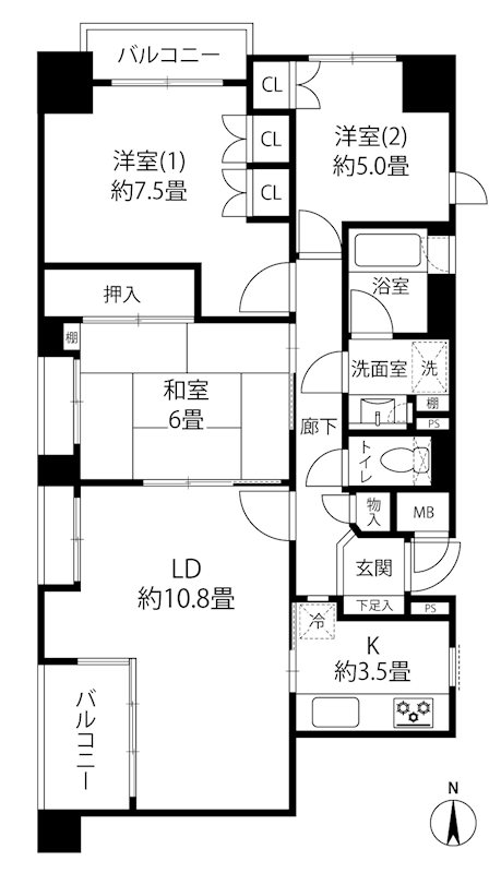 茨木松ヶ本パーク・ホームズ  間取り図