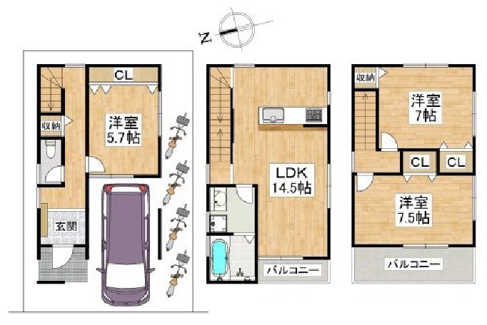 高槻市深沢本町 中古一戸建 間取り図