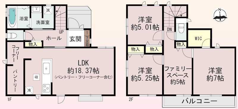 北楠葉町全2区画新築分譲住宅B号棟 間取り図