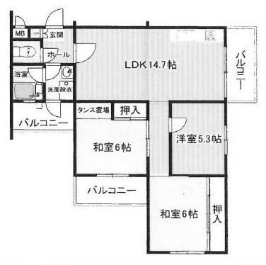 高槻グリーンハイツＡ棟 間取り図