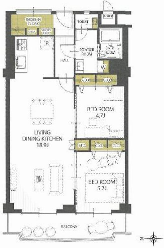 メガロコープ茨木Ⅱ 406号室 間取り図