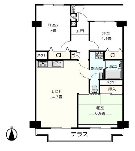 大和サニーハイツ高槻4棟 間取り図