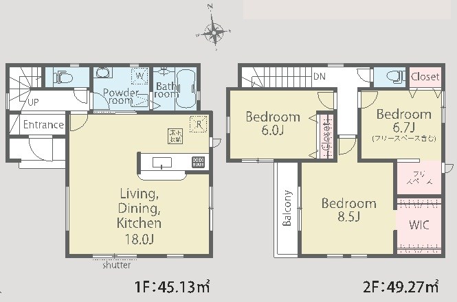 高槻市唐崎中2丁目2号棟　新築一戸建 間取り図