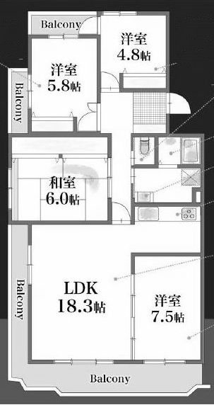 サンヴェール高槻2号棟 間取り図