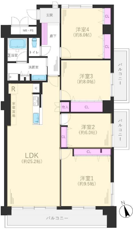 香里丘セントポリア壱号館 間取り図