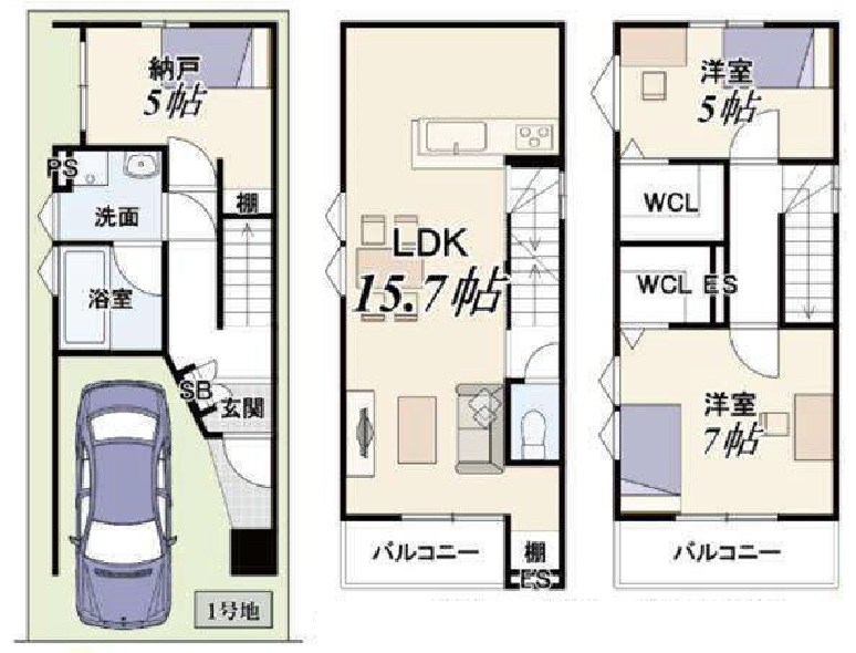 高槻市明野町1号地 新築一戸建 間取り図