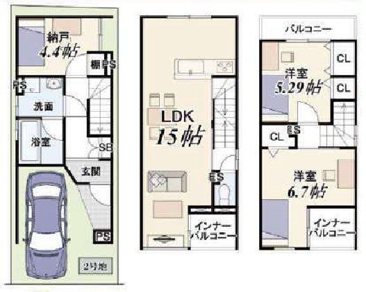 高槻市明野町2号地 新築一戸建 間取り図