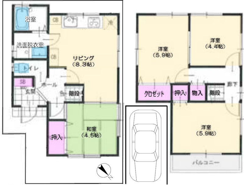 星丘2丁目一戸建 (再生住宅) 間取り図