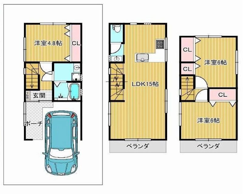 茨木市真砂1丁目　中古一戸建 間取り図