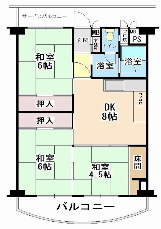 南茨木ハイタウン美沢A棟 間取り図