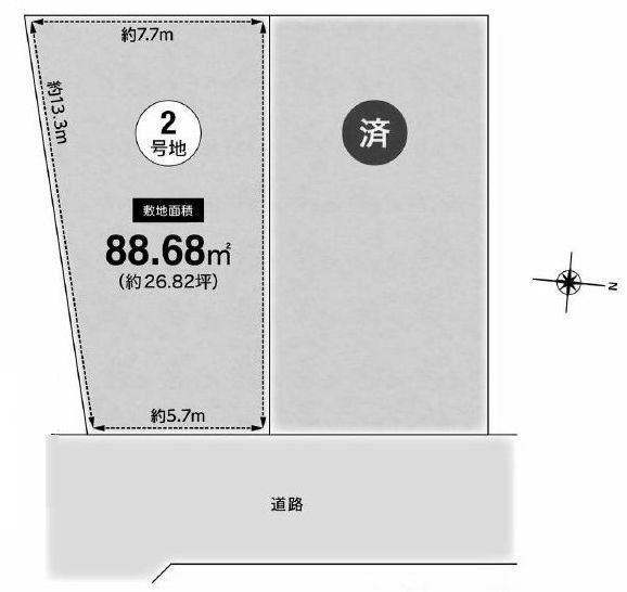 高槻市日吉台三番町　売土地2号地 間取り図