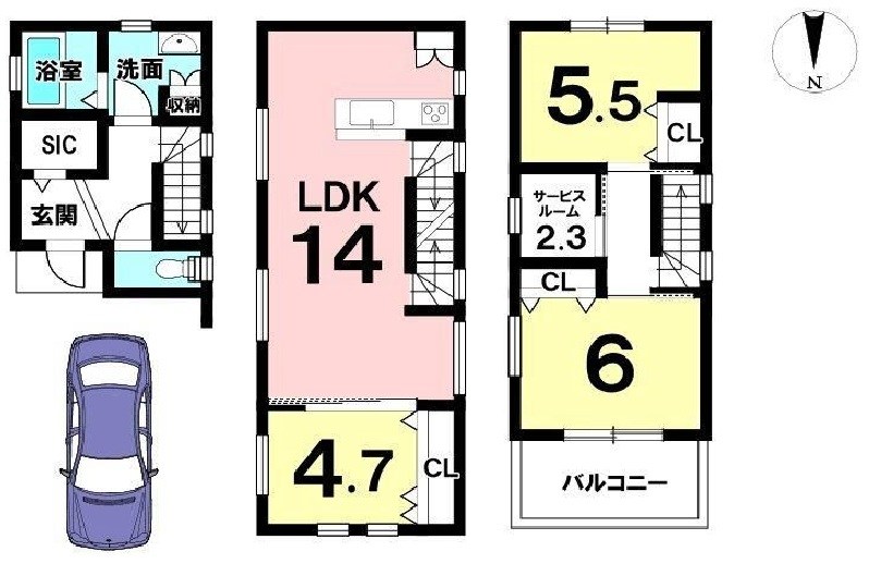 高槻市東天川3丁目　中古一戸建 間取り図