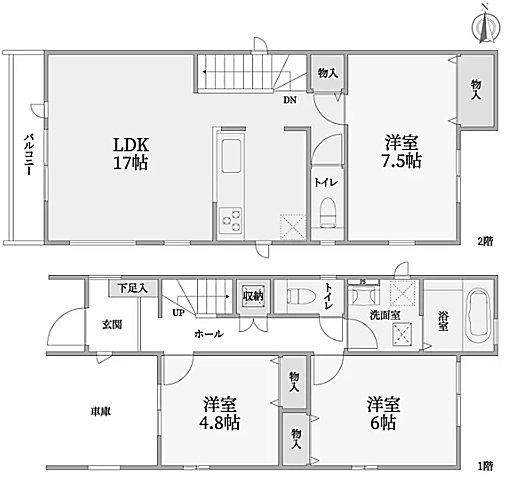 島本町東大寺2丁目 新築一戸建 間取り図