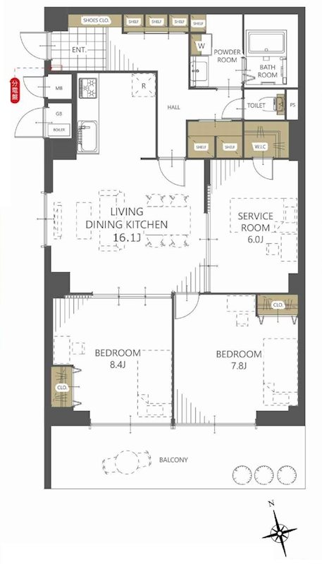 茨木南春日丘プライムタウンB棟  間取り図