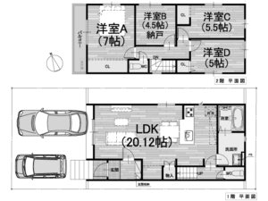 高槻市東上牧3丁目 新築一戸建 間取り図