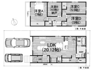 高槻市東上牧3丁目 新築一戸建 間取り図
