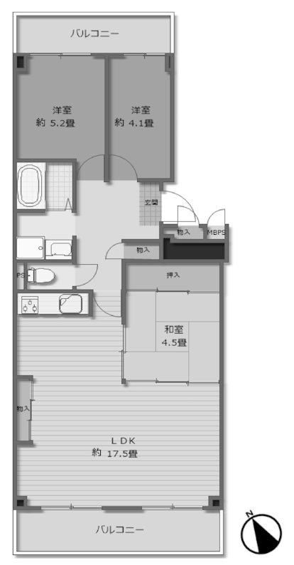 ユニライフ山崎4号棟 間取り図